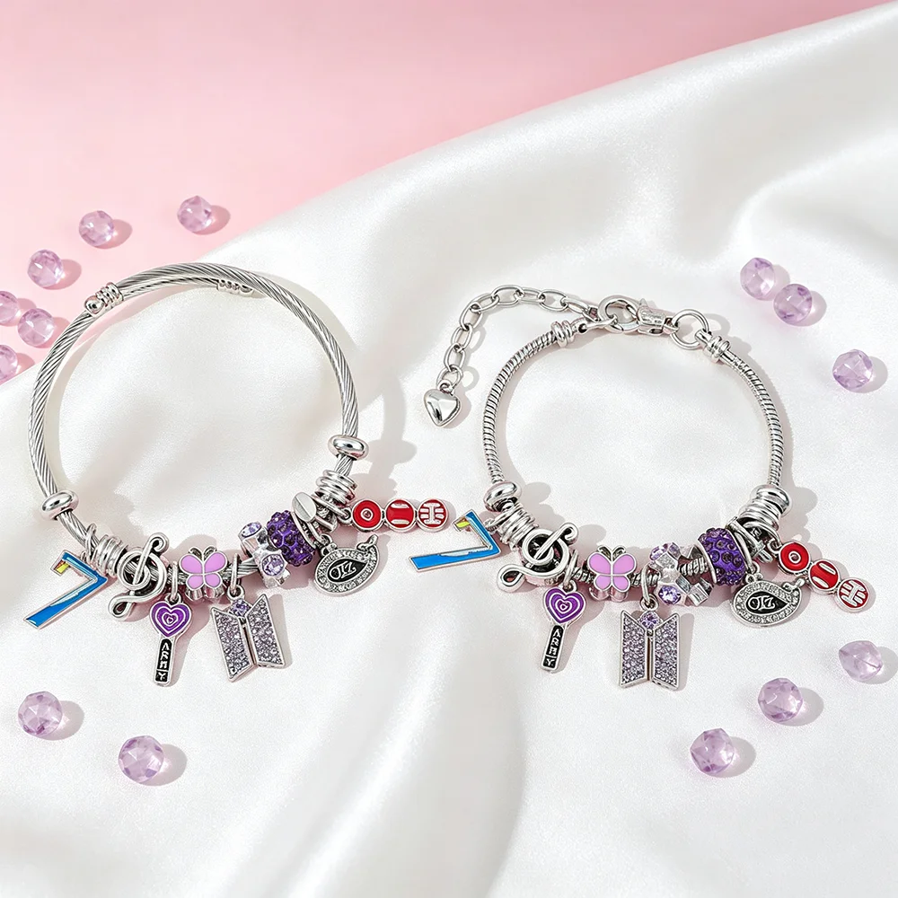 Bracelets - K-Pop Charm-Armband Nummer 7 Musiknote Schmetterling