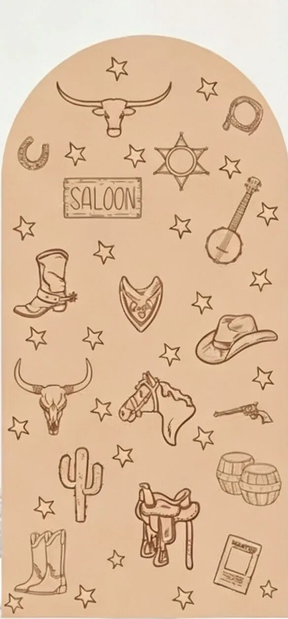Custom 2-Side First Rodeo Baby Shower Arch Backdrop Cover Cow Print Diy Name Age Birthday Party Decor Backdrop Photo