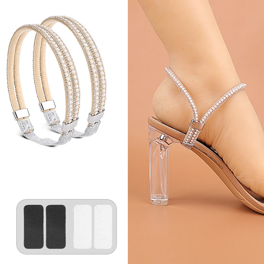 High Heels Rhinestone Shoes Band Loose Anti-skid Bundle Laces Adjustable Shoe Belt Ankle Holding Elastic Shoe Strap Accessories