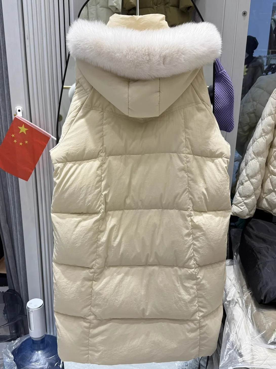 여성용 한국 루즈 후드 다운 재킷, 리얼 여우 모피 칼라, 두꺼운 루즈 화이트 덕 다운 재킷, 긴 겨울 신상