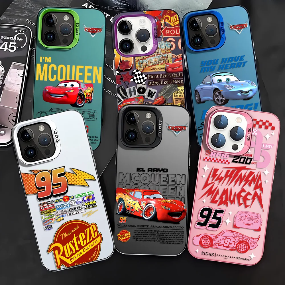 HOT Cars L-Lightning M-McQueen Handyhülle für iPhone 17 16 15 14 13 12 11 mini Pro Max X XR Air Plus Sturzsichere Matte Rückseite
