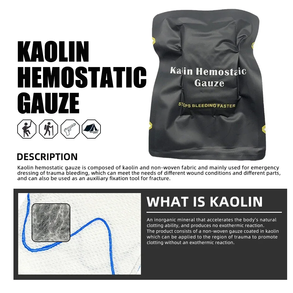 

Tactical Kaolin Hemostatic Compressed Gauze Emergency Outdoor Binding Fixed IFAK First Aid Kit Medical Wound Dressing Bandage