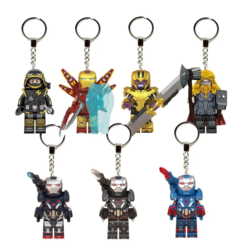 Marvel Avengers Thanos Iron Man Spiderman Doctor Strange Peripheral Movies Children's Building Blocks Keychain Doll Holiday Toy