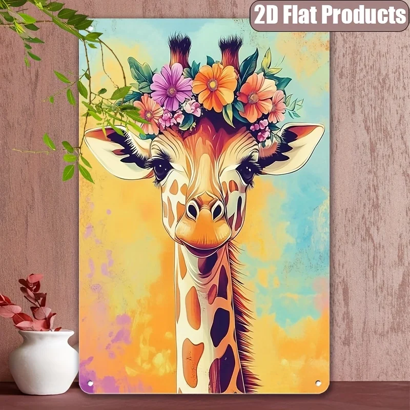 Vintage Giraffe Metal Wall Art Sign - 7. 87