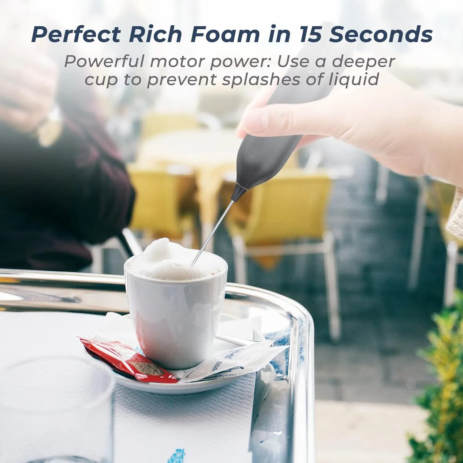 เครื่องตีฟองนม, เครื่องตีฟองนมแบบชาร์จไฟได้ Frother มือ Frother เครื่องทําโฟมไม้กายสิทธิ์ปัดเครื่องดื่มผสมสําหรับกาแฟ, ลาเต้, คาปูชิโน่, Fra