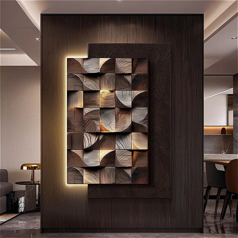 

Modern Minimalist 3D Geometric Mural Lamp - Sandstone Painting Wall Light for Porch & Living Room Bedroom Lobby Decor Wall Art