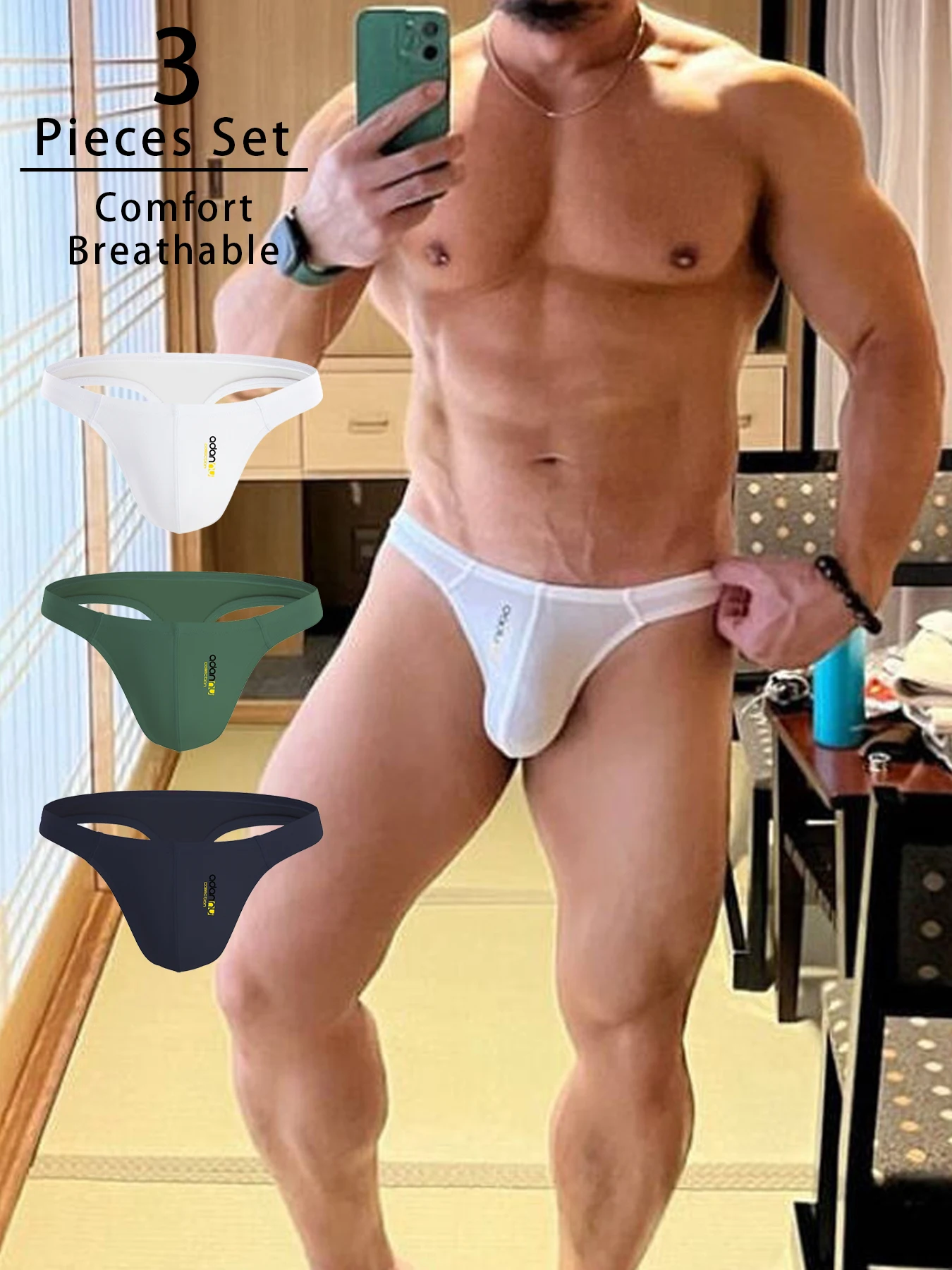 

3pcs Men's Thongs Modal Thin Comfortable Sexy Hip lifting Single Bikini Small Briefs Sissy Underwear Men Gay Jockstrap Panties