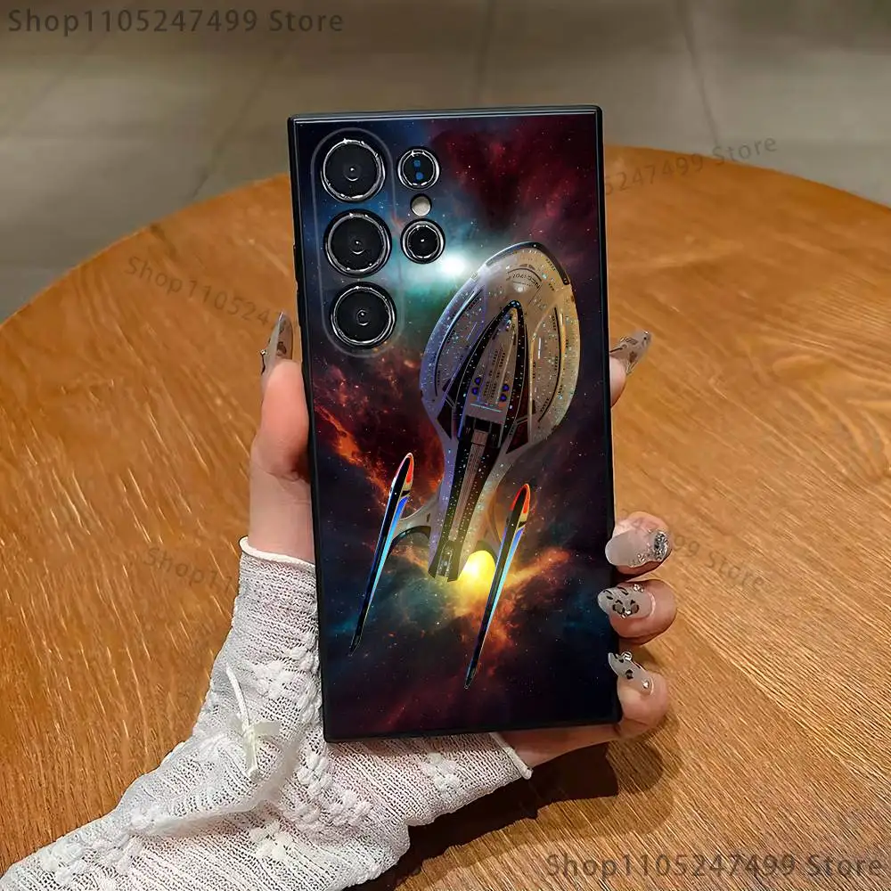 Funda de teléfono S-Star T-Trek Ships para Samsung S25,S24,S21,S22,S23,S30,Ultra,S20,Plus,Fe,Lite,Note,10 carcasa blanda negra