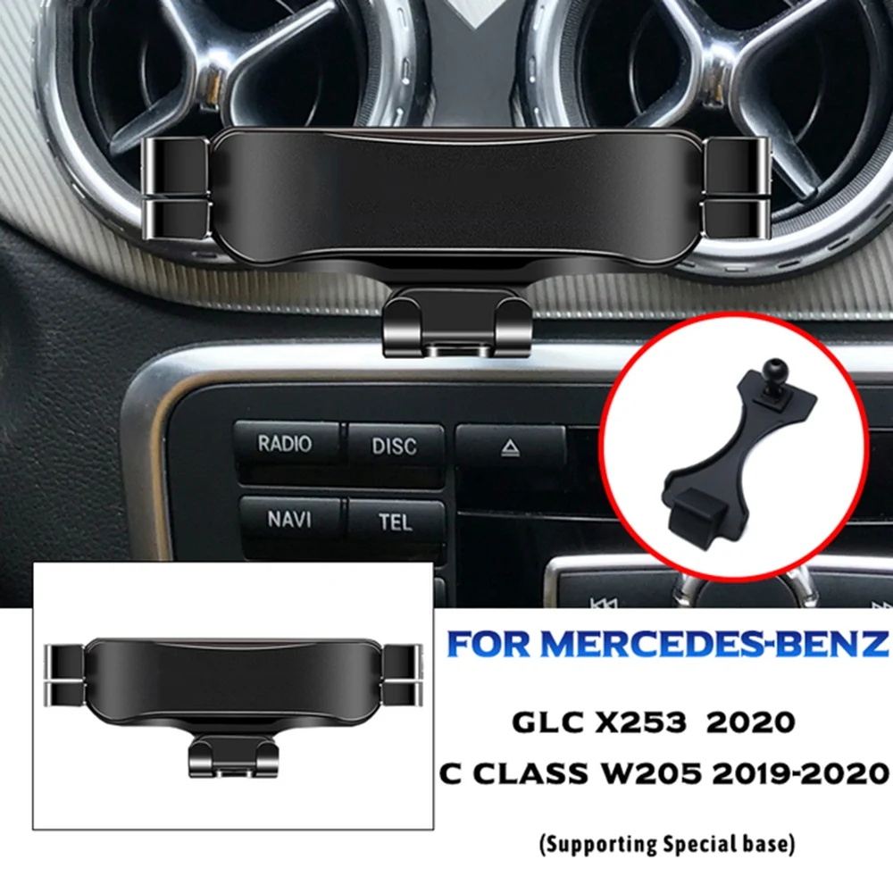 Tempat Ponsel Mobil Tempat Navigasi Ponsel Saluran Udara untuk Mercedes-benz C-cl GLC W205 X253 2019-2020 Hitam