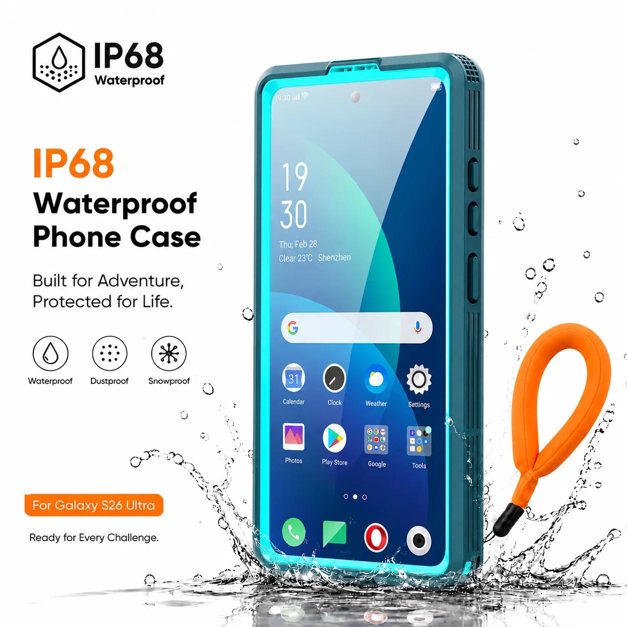 IP68 Wasserdichte Handyhülle, Geeignet für Samsung Galaxy S26 Ultra S25 S24 Serie, mit Schwimmring, Berührungsempfindlich, Rundum-Schutz – Detail 3