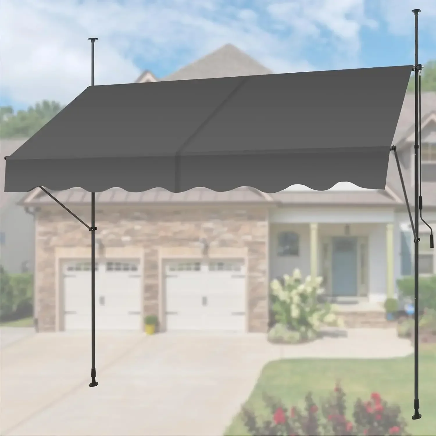 

Manual Retractable Awning, 118-Inch Adjustable Retractable Awnings for Patio Door Exterior Sunshade Shelter, Window Awning Canop