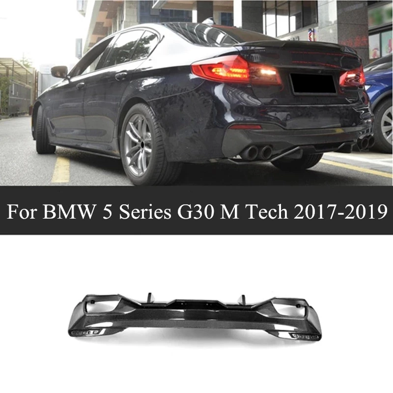 New 5 Series 2 Pieces Real Carbon Fiber Rear Diffuser Lip Spoiler For B-MW G30 M Sport Sedan 4 Door 2017-2019