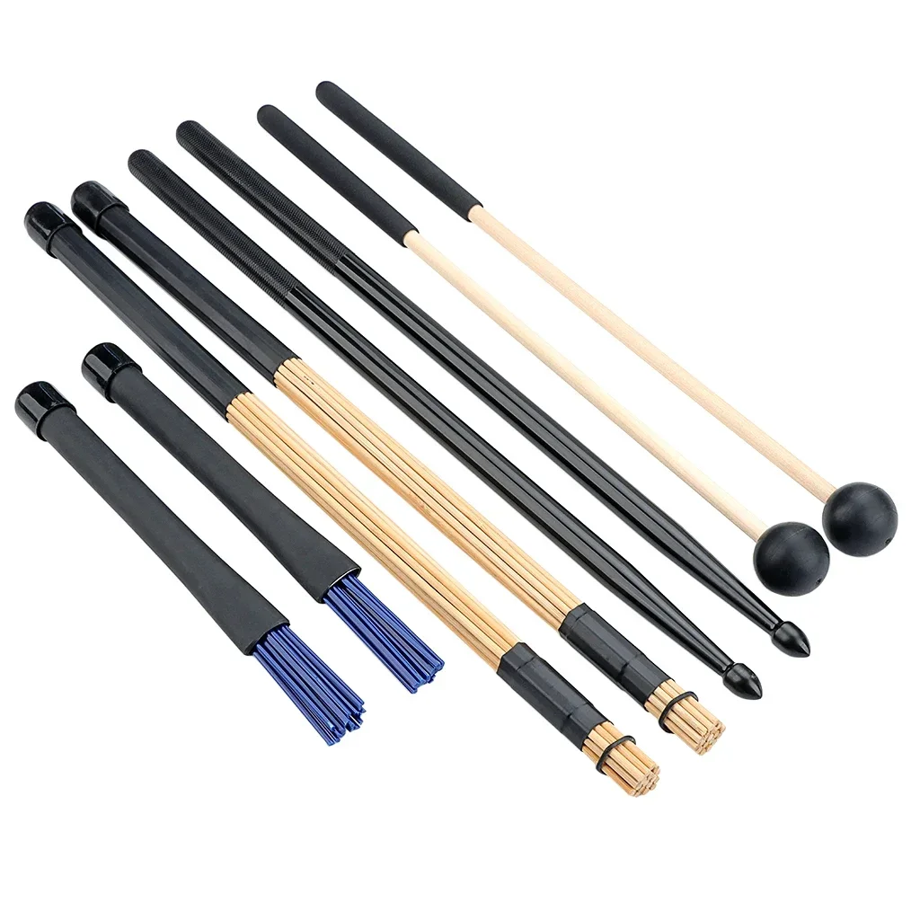

‌5A Hickory Drumsticks + Wire Brushes Combo - All-in-One Drum Accessories Set for Practice/Live Performance‌
