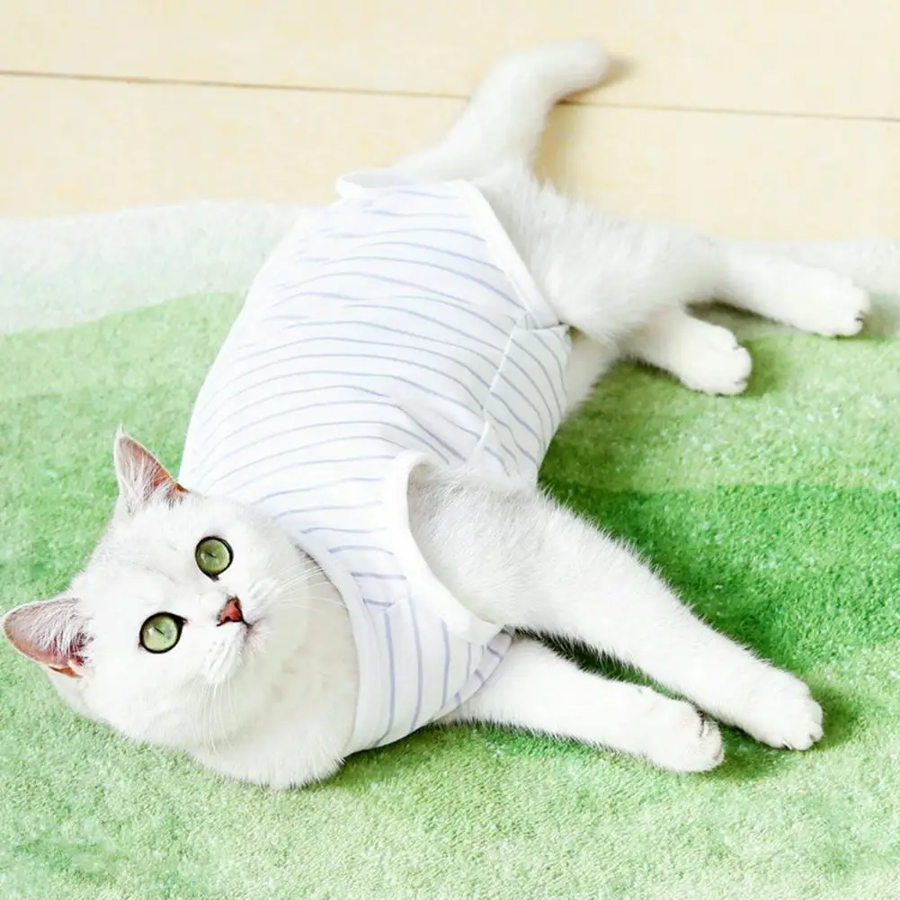 Pet Recovery Suit Fastener Tape Stripes Pattern Pet Suit Four-legged Pet Surgical Clothes