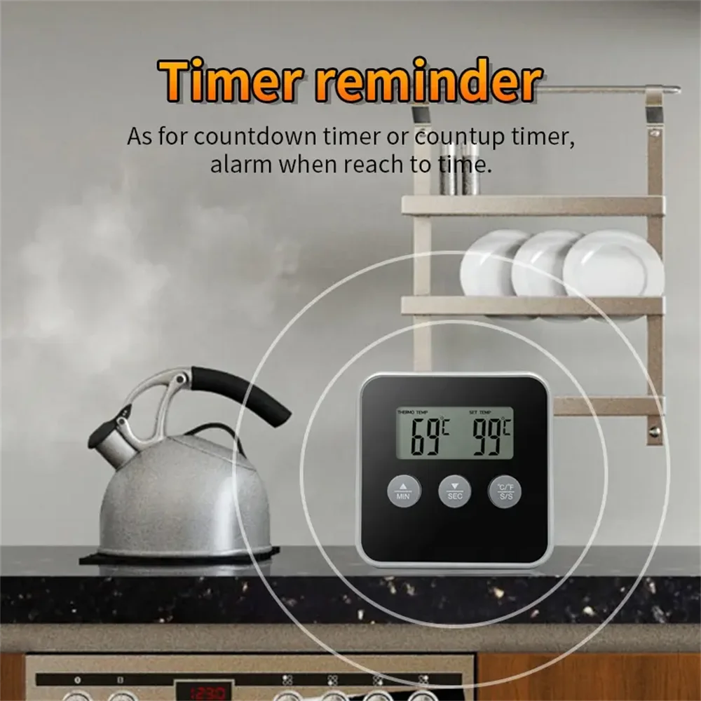 LCD Food Meat Thermometer Digital Display Oven BBQ Timer Baking Cooking Food Thermometer With Remote Probe