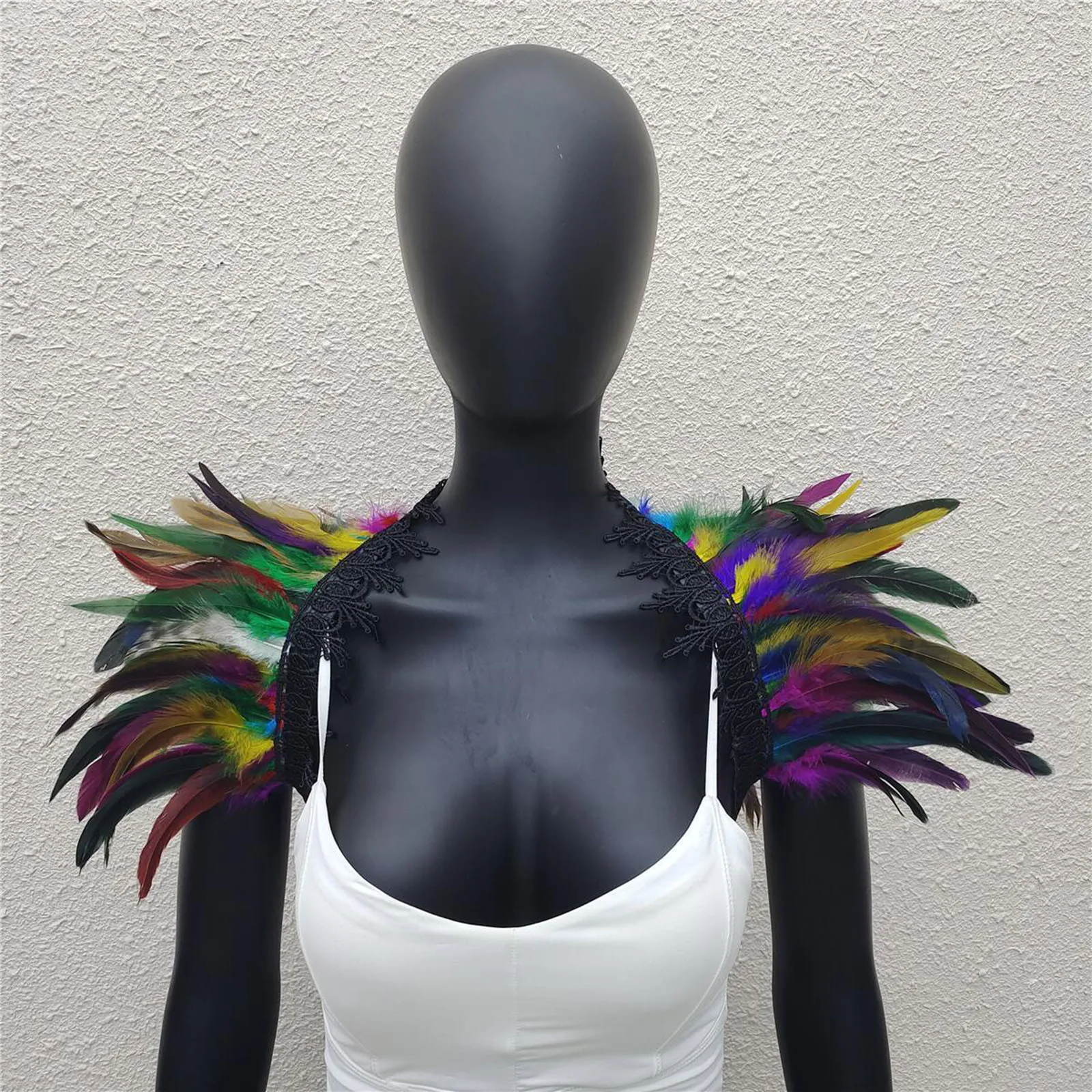 

Feather Shawl Cosplay Feather Shrug Shawl Soft Lace Shoulder Wrap Cape for Stage Performance Party Costume Adjustable Body Decor