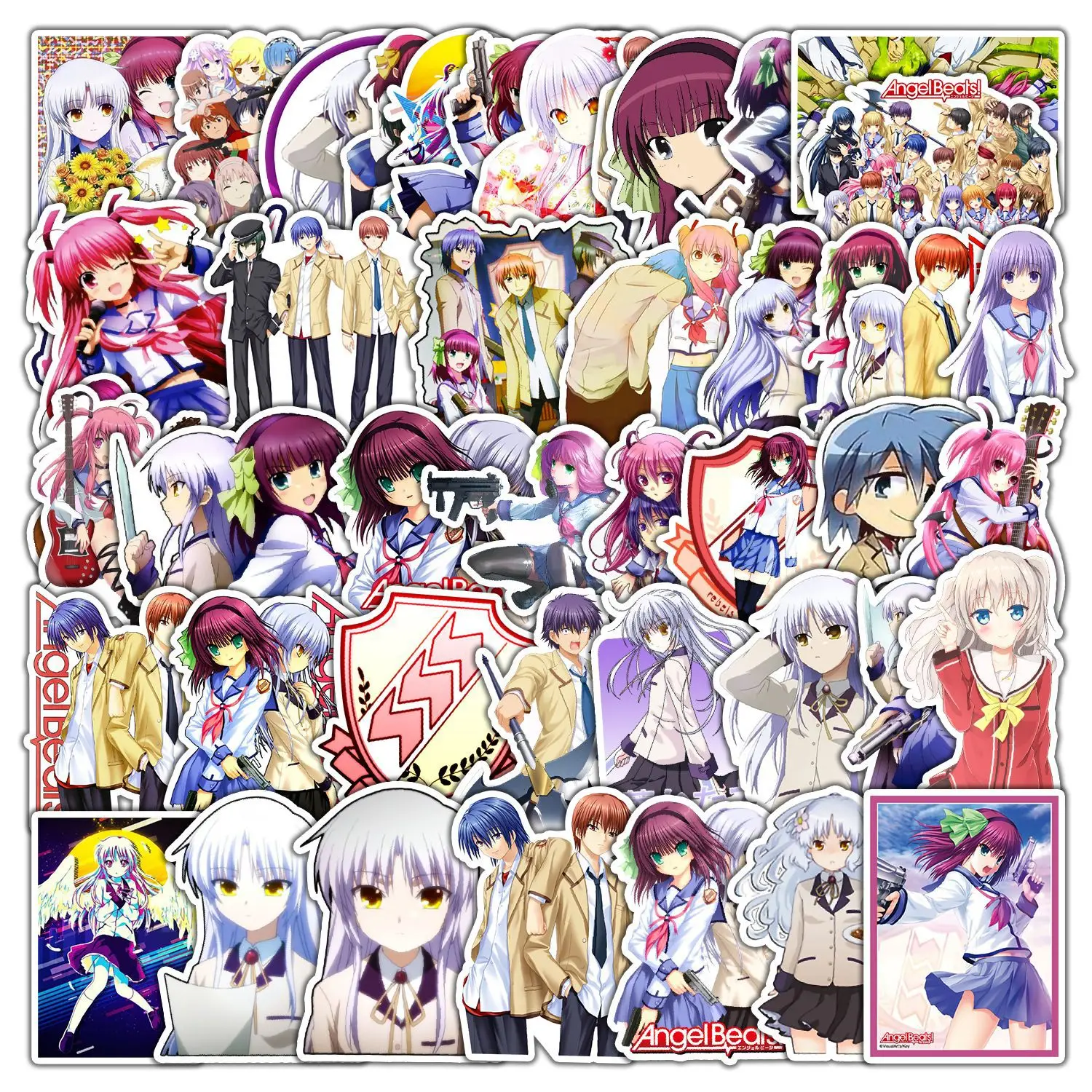 10/50PCS 애니메이션 엔젤 비츠 만화 낙서 스티커 만화 크리 에이 티브 장식 노트북 전화 기타 스케이트 보드 워터 컵