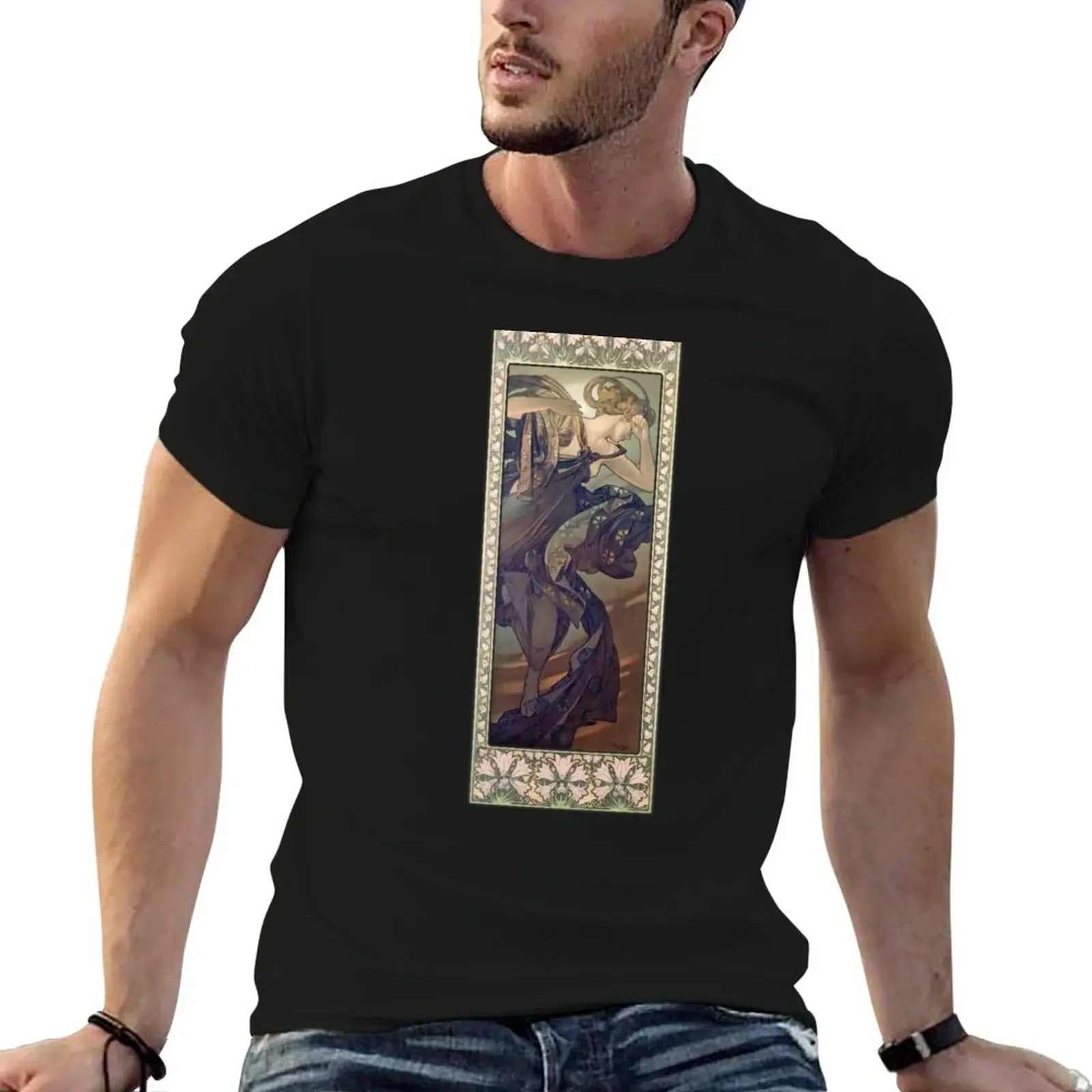 

The Moon and the Stars - Evening Star Alphonse Mucha T-Shirt oversized graphic tee anime mens funny t shirts