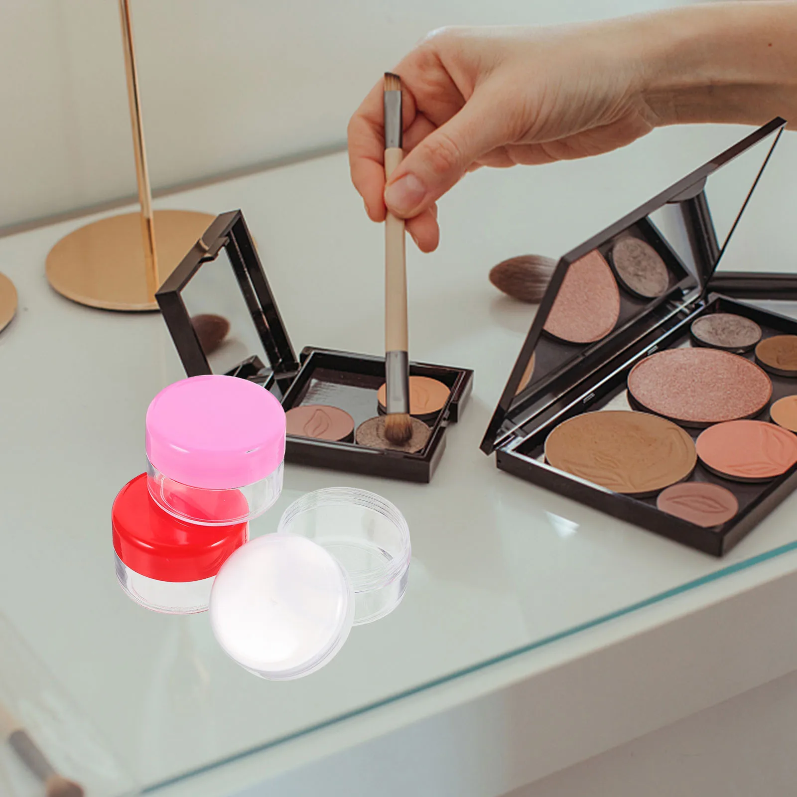 

6 Pcs Red Cover Test Bottle Sample Vial Travel Toiletry Plastic Cream Jars with Lids Mini Containers