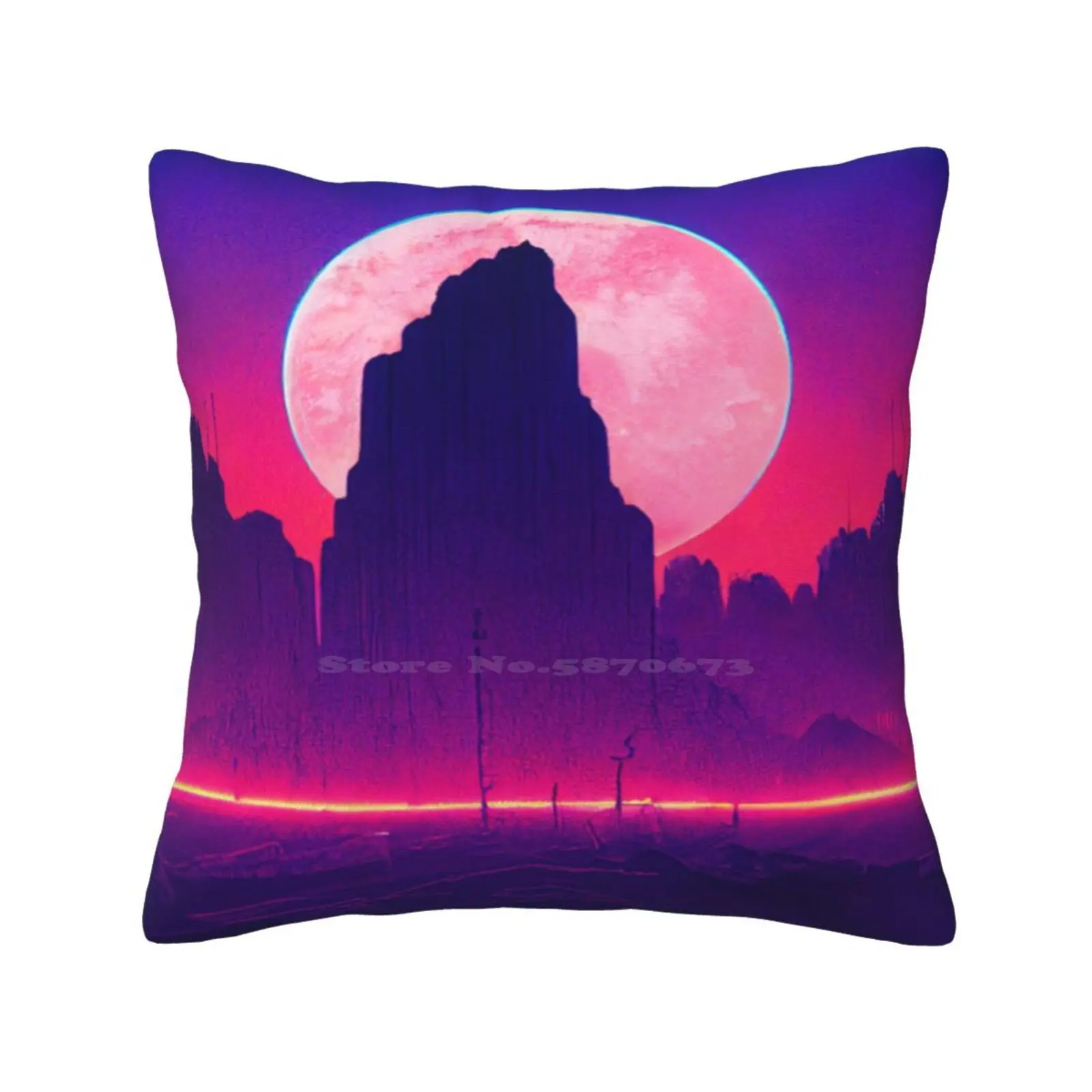 Dark Synthwave Landscape Soft Comfortable Pillowcase Ai Created Landscape Gothic Alternative Banshees Synthpop Industrial