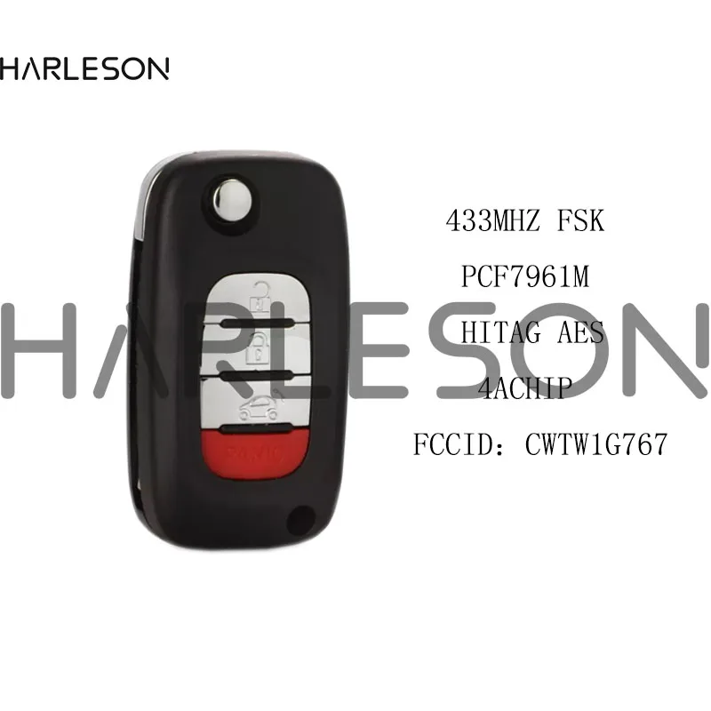 

CWTWB1G767 For MERCEDES-BENZ Smart Fortwo 2014+ 433MHz 4A Chip 4 Buttons Head Remote Car Key Fob With Logo