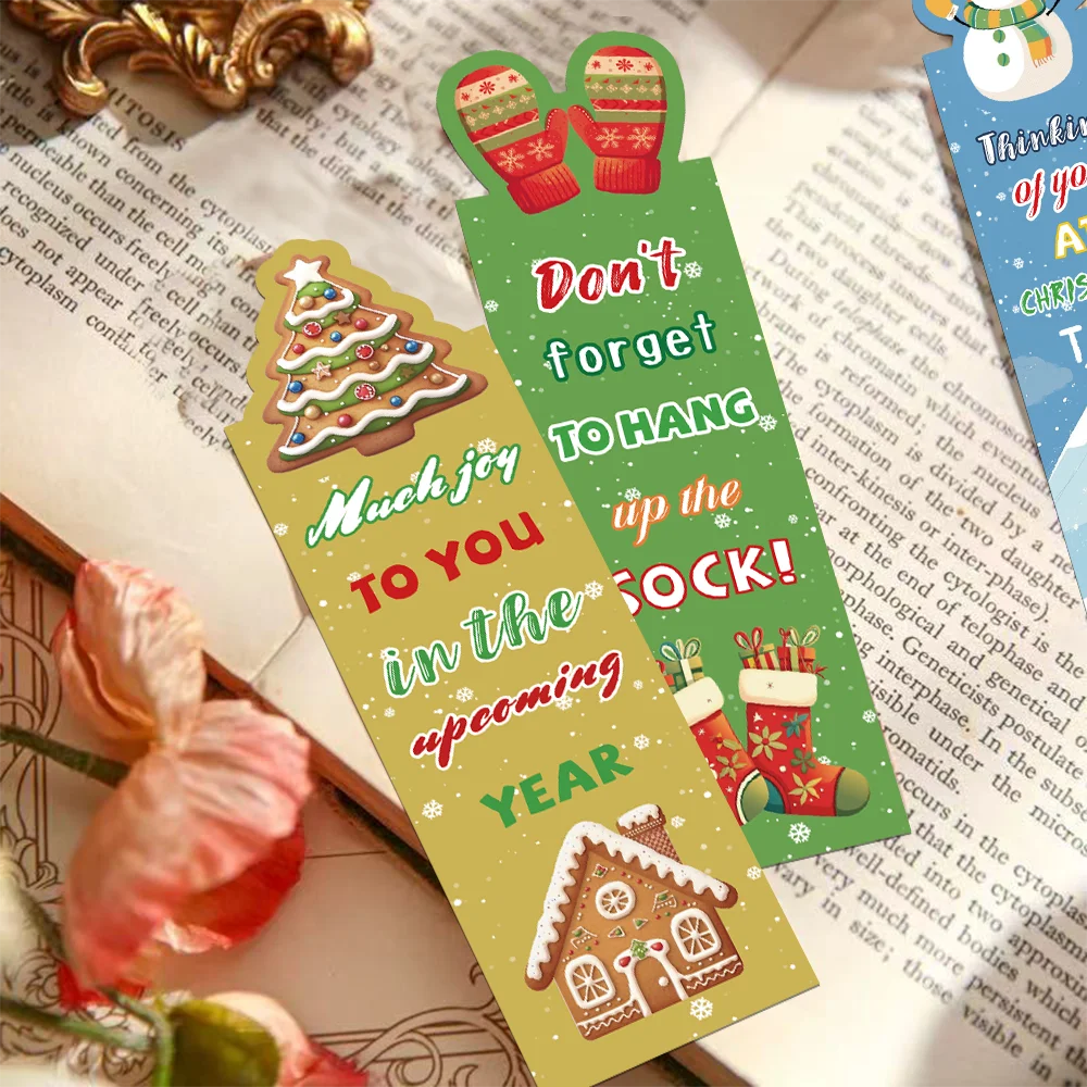 30pcs Unique Christmas Bookmark Decorations for Reading Pages Creative Gift Markers for Students Bookmark Cards