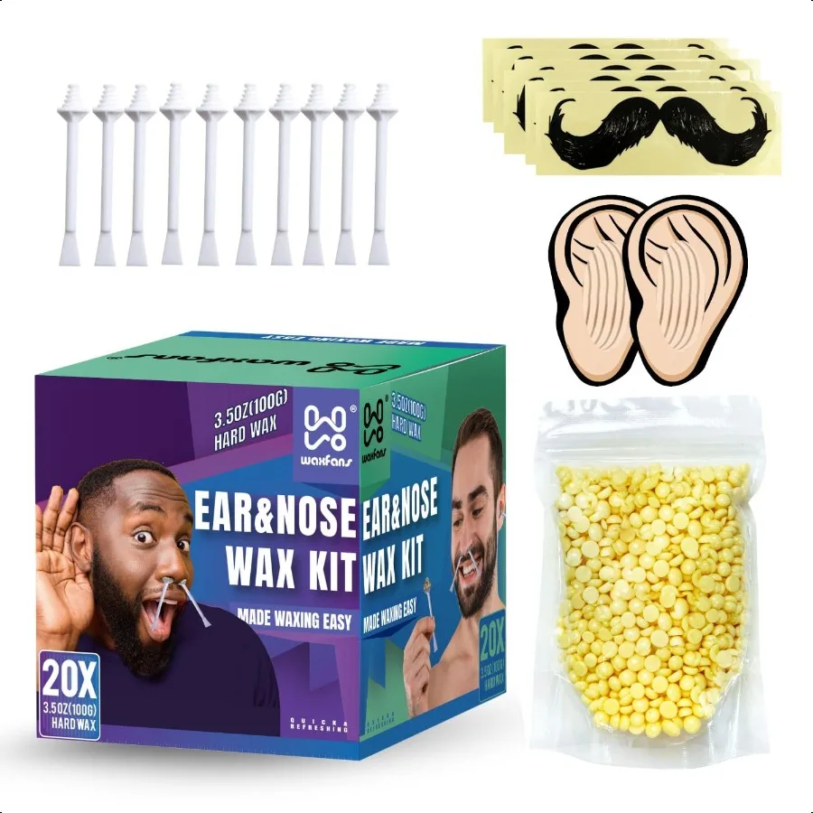 

Nose and Ear Hair Removal Kit for Men and Women 100g Wax for 20 Uses Longlasting for 4 Weeks Purple