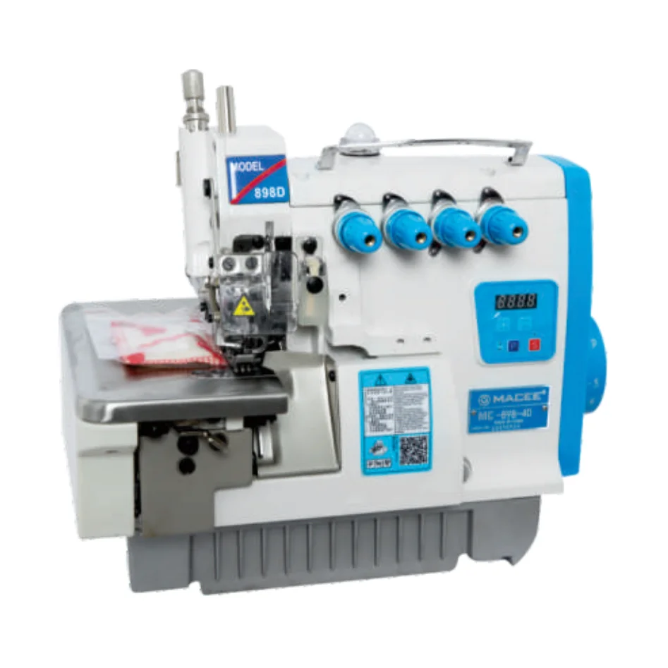 MC 898-4D Industrial Super High Speed Flat Bed 4 Thread Direct Drive Overlock Sewing Machine With Table