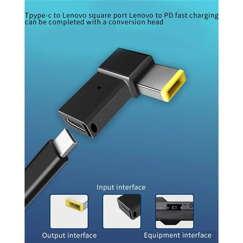 A31T 100W USB Type C Female to Square PD Plug Converter USB-C Fast Charging for Thinkpad Laptop DC Power Adapter