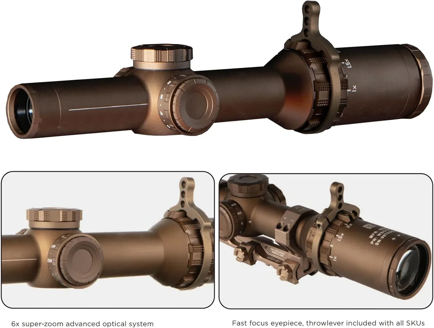 LPVO Tactical Optical FFP Riflescope TANGO-6T 1-6x24MM 30mm Tube Airsoft and Hunting with Full MilSpec Markings