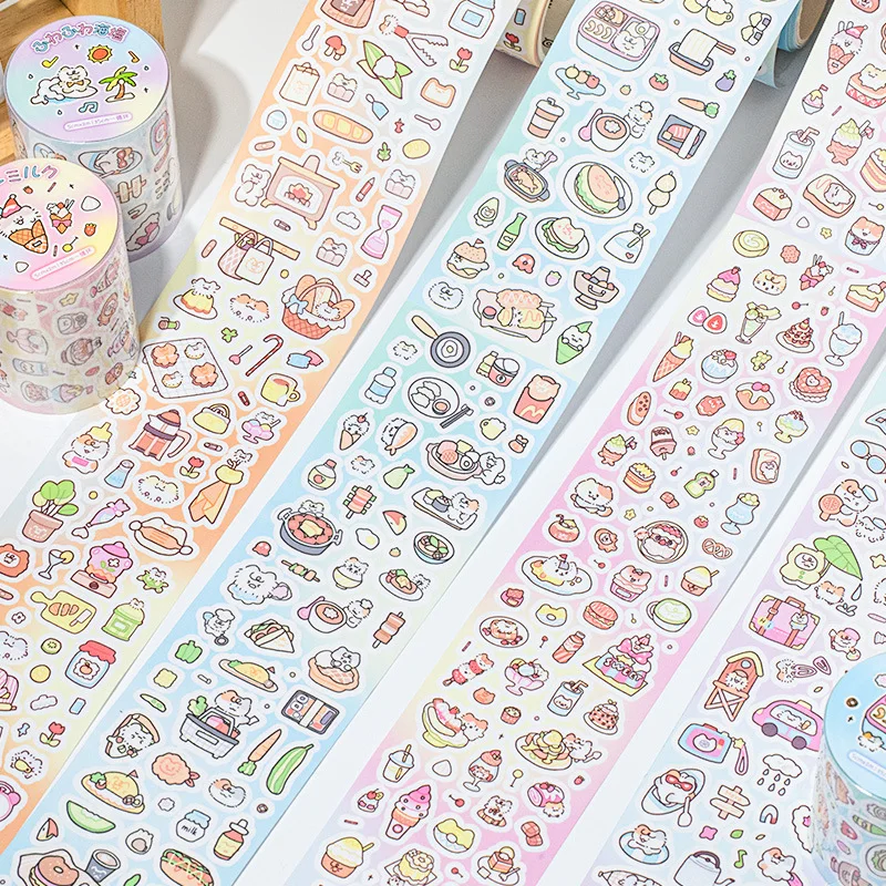 Die-cut Tape Cute Cartoon Food Decoration Adhesive Tape Handbook DIY Scrapbooking Journal Collage Material Mini Stickers