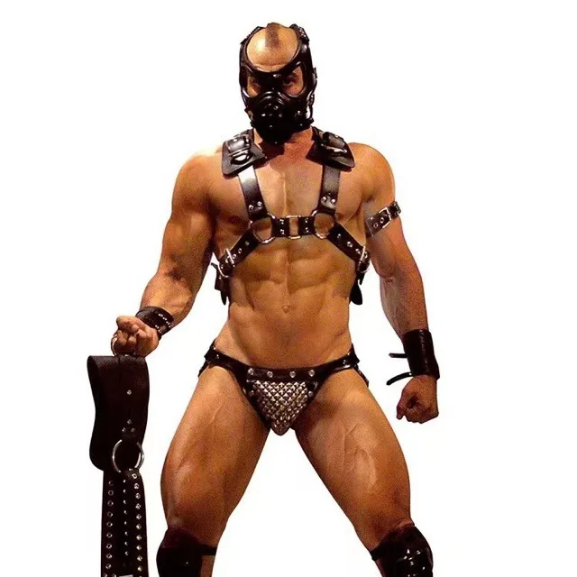 جديد الأوروبية والأمريكية الشرير هانك الكتف الأشرطة الرجال مثير الجلود ملهى ليلي الأشرطة عبودية حزام بار أداء اللياقة البدنية تشي #3