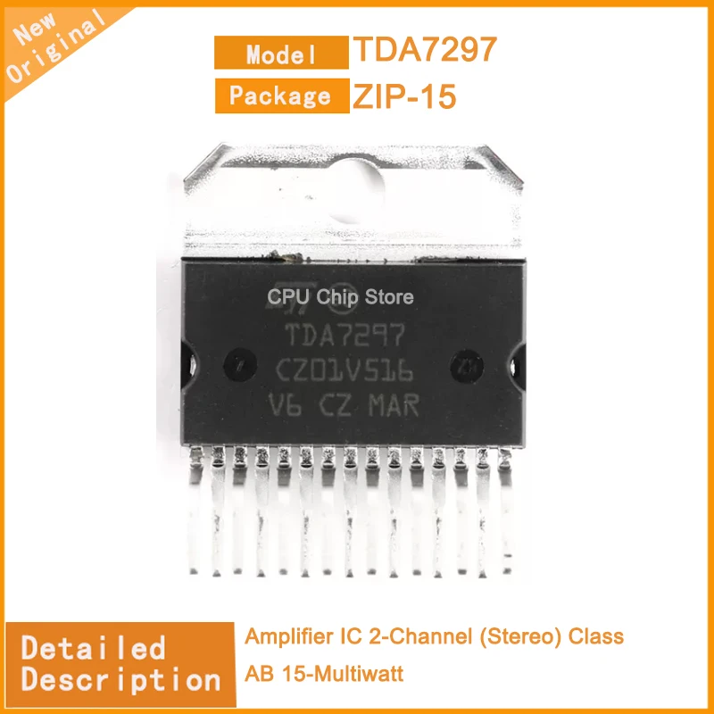 5Pcs/Lot  New Original  TDA7297  TDA7297  Amplifier IC 2-Channel (Stereo) Class AB 15-Multiwatt