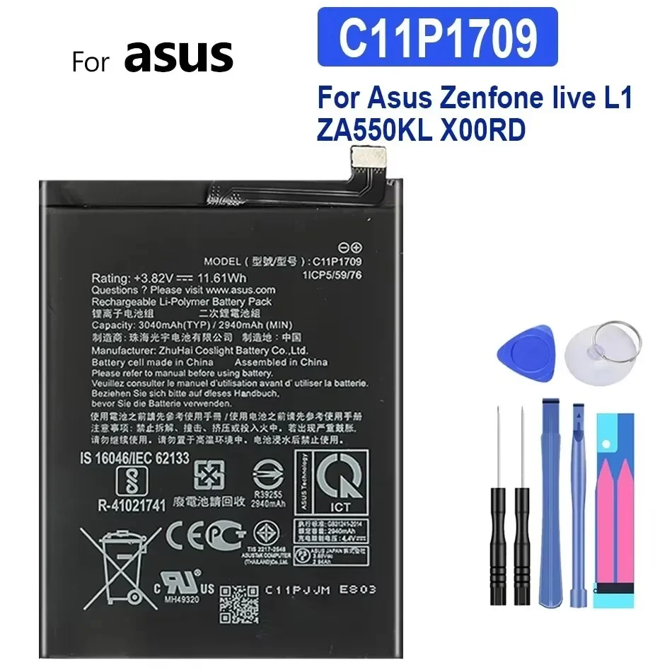 High Capacity Battery 2070mAh-3040mAh For Asus Zenfone live L1 ZA550KL X00RD G500TG ZC500TG Z00VD Go 5.5 inch Portable batteries