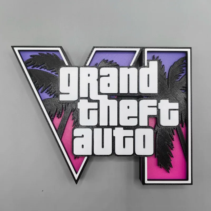 Suitable for Anime Game GTA 6 3D Printing DIY Font Standing Sign Logo Cosplay Character Exhibition Model Decoration Logo Toy