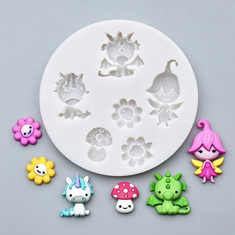 Fee Einhorn Pilz Sonnenblume Silikon form Sugar craft Cupcake Backform Fondant Kuchen Dekorations werkzeuge – Detail 2