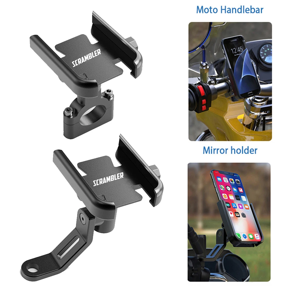 For Ducati Scrambler 400 800 1100 Sixty2 Motorcycle Accessories Rotable Metal Phone Holder Handlebar Mirror GPS Stand Bracket