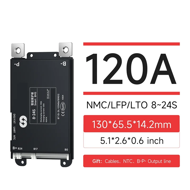 AP-DALYBMS 8S-24S pour Scooter véhicule électrique batterie externe Lifepo4 48V BT équilibre passif BMS UART Liion BMS Mit 120A