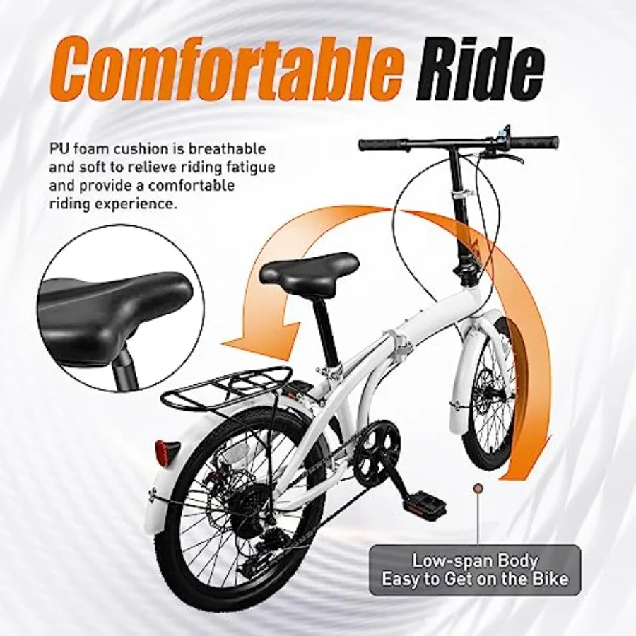 Bicicletta pieghevole da 20 pollici per pendolarismo urbano con 7 marce di velocità Design compatto per riporre e trasporti facili Attacco manubrio anteriore regolabile