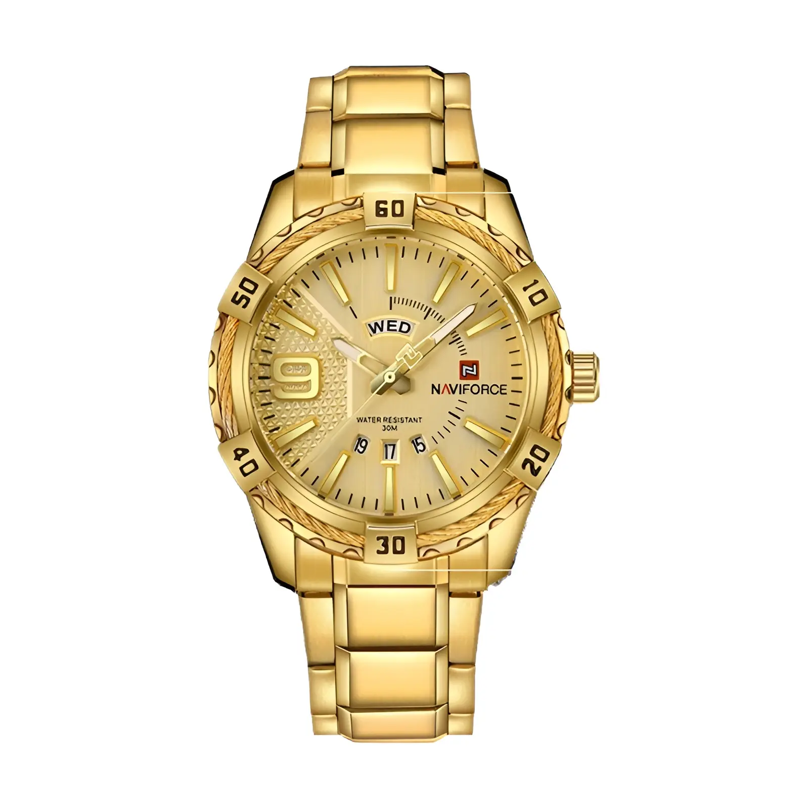 Naviforce marca de luxo relógio de pulso masculino original moda quartzo clássico relógios para homem à prova dwaterproof água negócios aço banda relógio homem