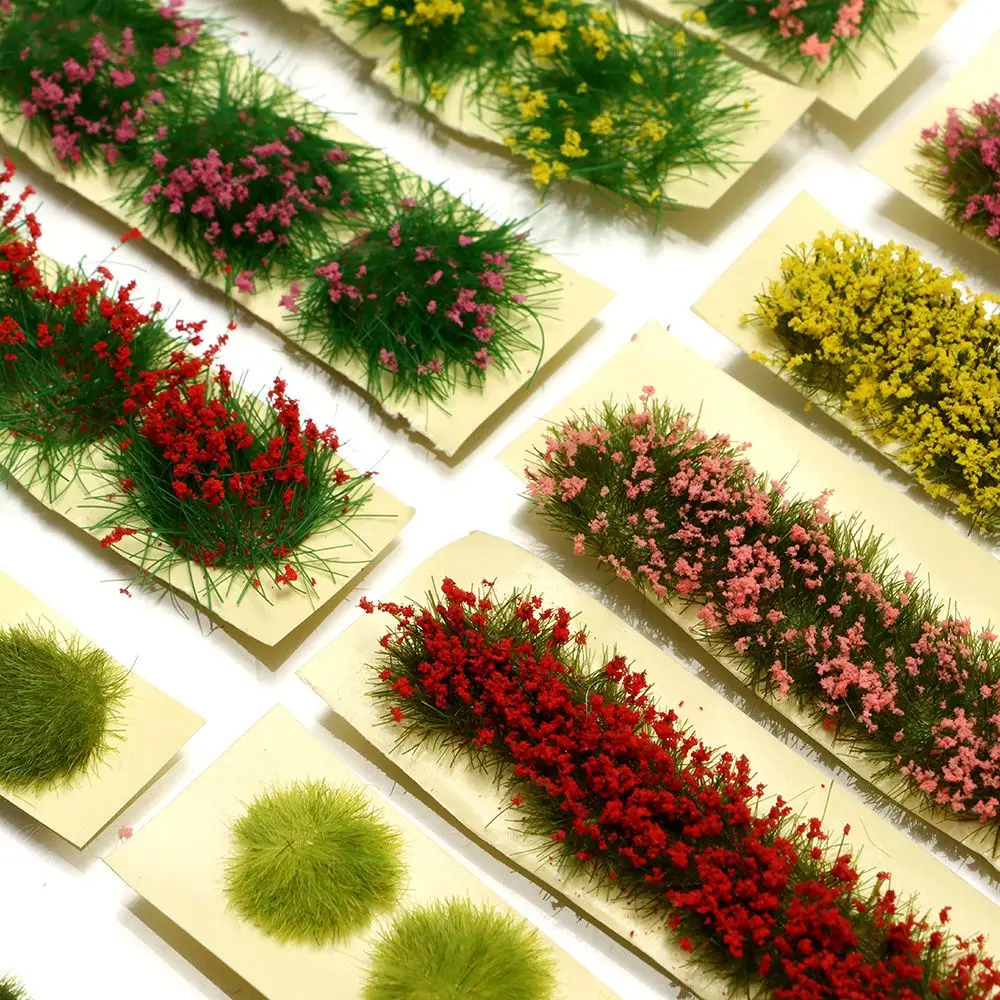 

9*1*0.6cm Building Layout Static Scenery Model Grass Tufts Flower Cluster Miniature Garden Decor Landscape Wargame