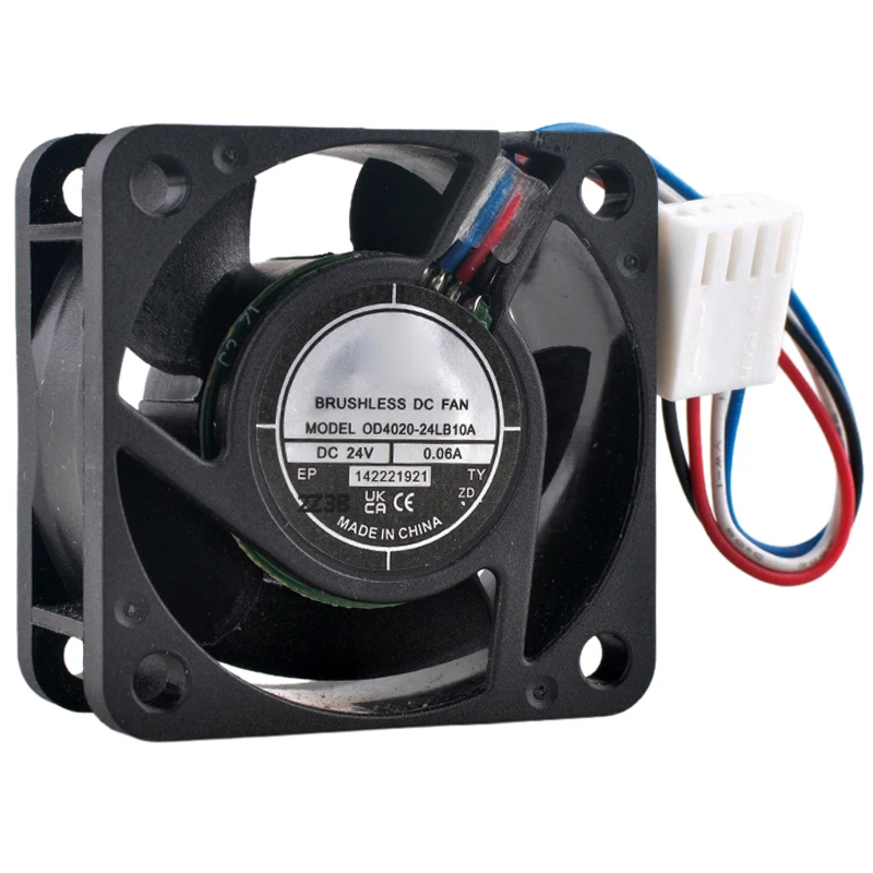 Dual Ball Bearing Cooling Fan 4cm 40mm 40x40x20mm DC 24V 0.06A 4 Pin for Power Frequency Converter OD4020-24LB10A