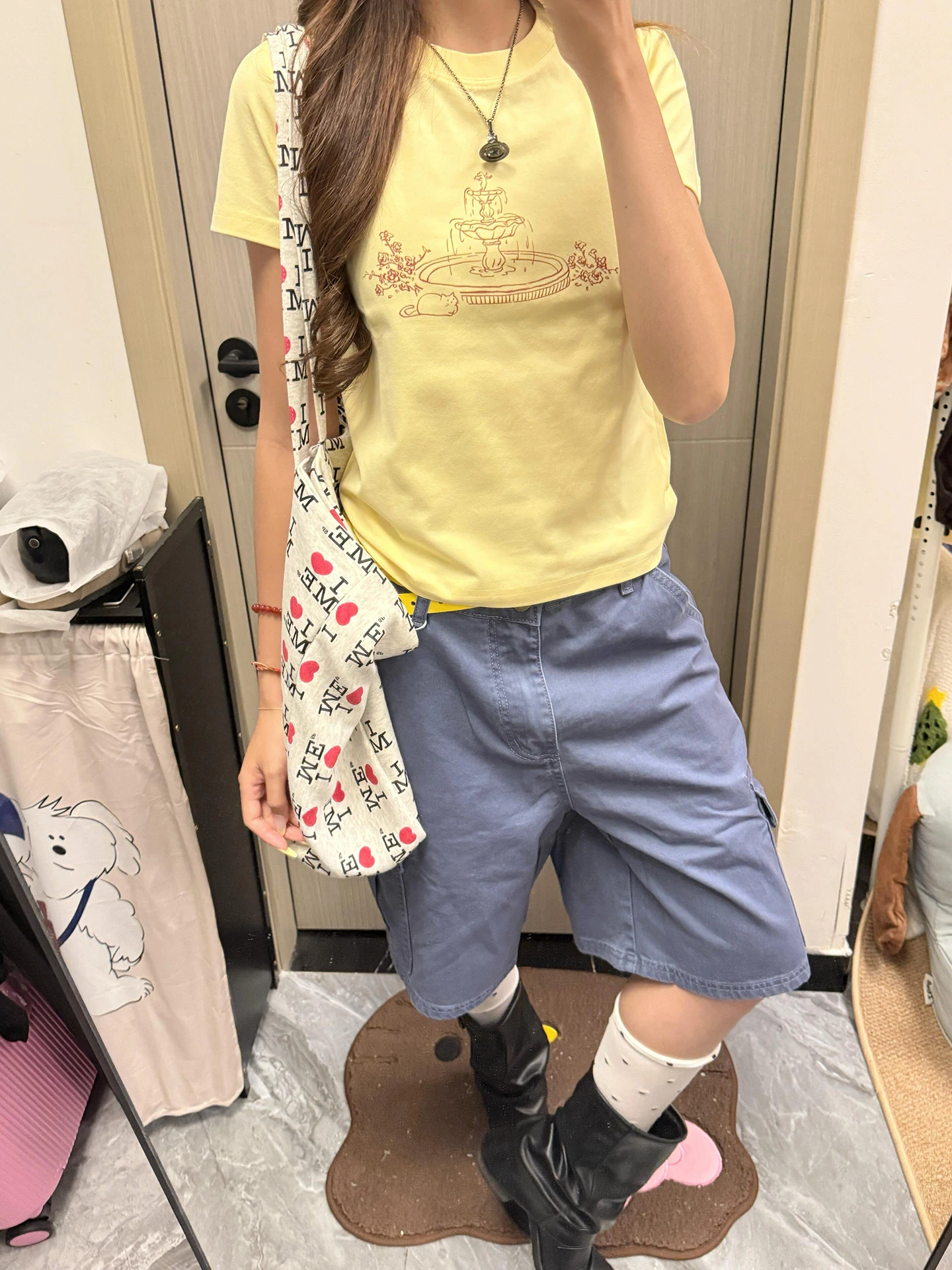 Retro American Short Sleeve T-Shirt Women's Summer Slim Fit Print Pool Hot Girl Top Korean Style Commute Cotton round Neck ...