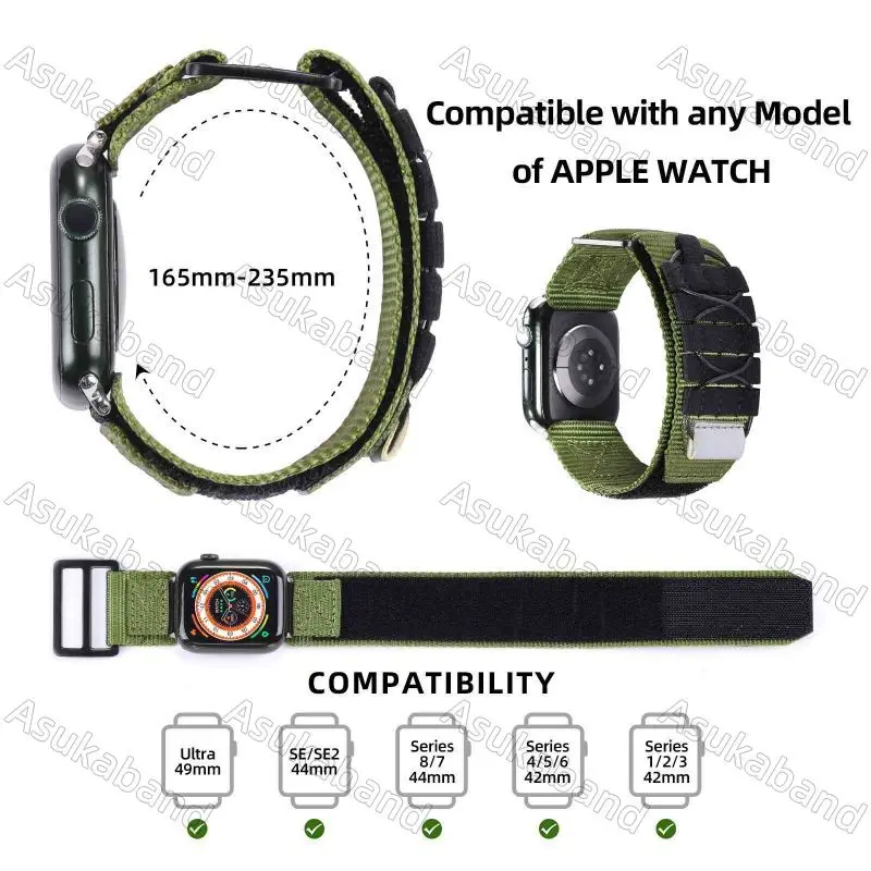 Correa de nailon para Apple Watch, banda de nailon para IWatch 3, 5, SE, 6, 7, 8, Ultra, de 49mm, 45mm, 41mm, 44mm, 40mm, 38mm