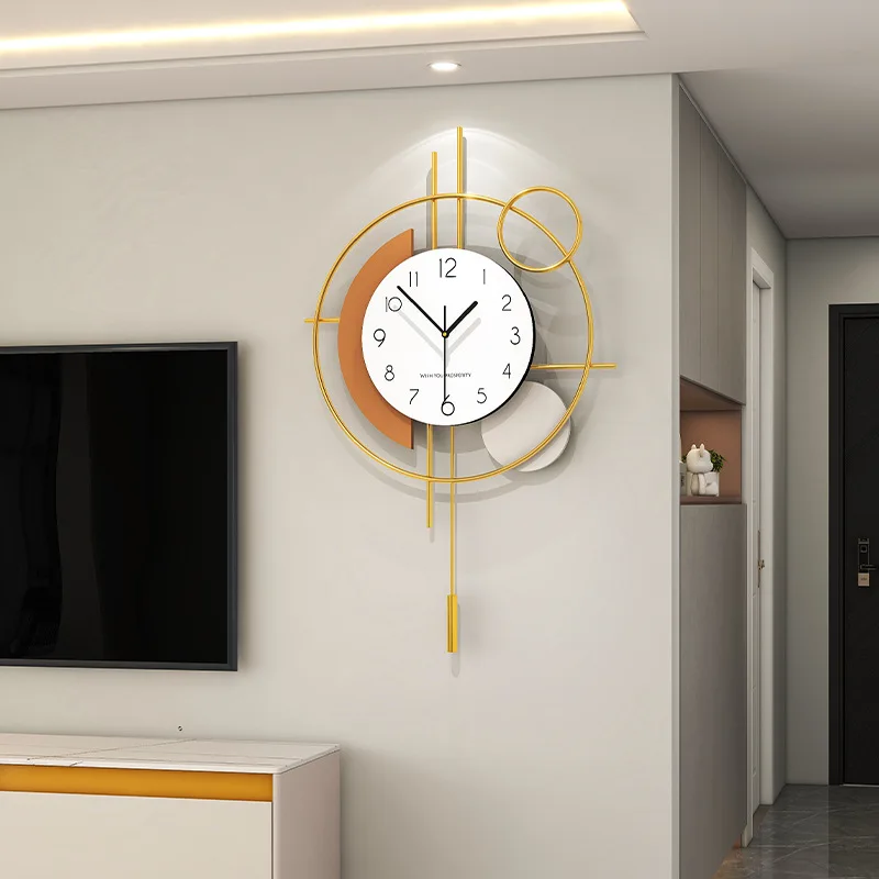 Modern Luxury Silent Pendulum Wall Clock Elegant Home Decor for Living Dining Room Wall Mounted Silent Clock