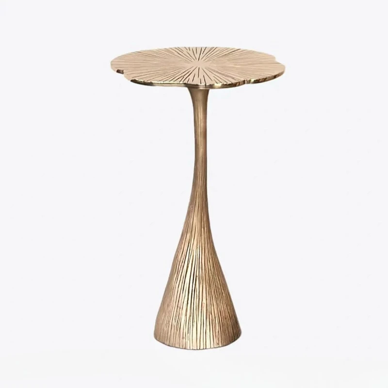 Pure brass pleated luxury American round bed and breakfast hotel set side table