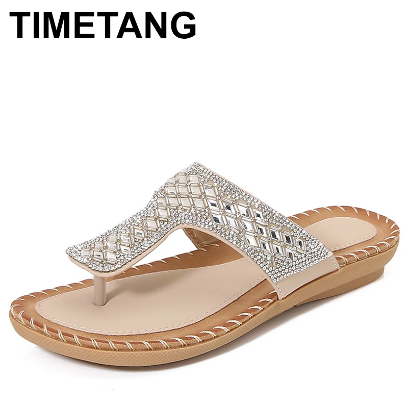 

Женские шлепанцы большого размера, летние слипоны на плоской подошве с широкими стопами и водными бриллиантами