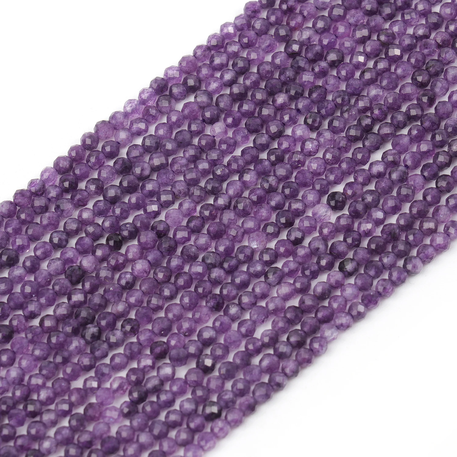 Großhandel Facettierte 3-4mm Naturstein Lila Amethyst Perlen Runde Kleine Lose Perlen für Schmuckherstellung DIY Armbänder Halsketten – Detail 2