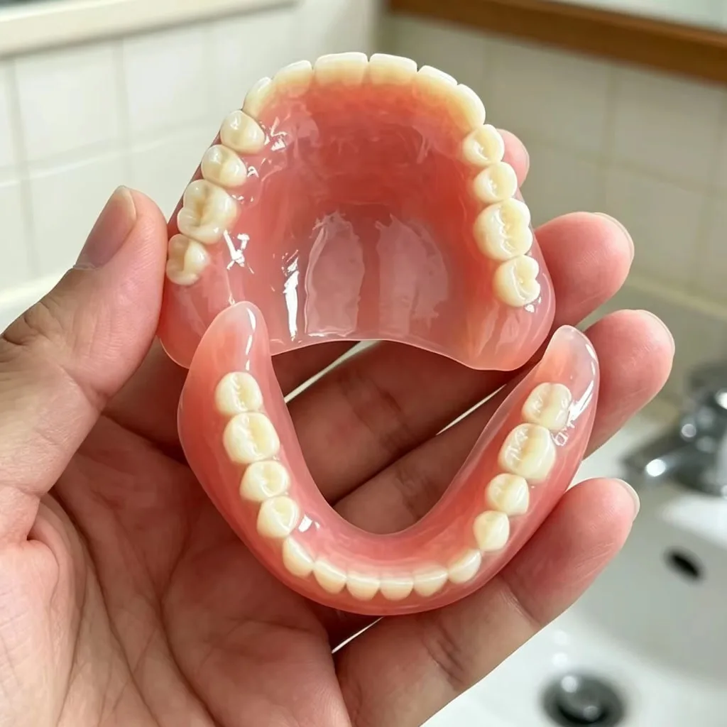 Temporary Full Dentures Realistic Silicone Upper & Lower False Teeth Kit Comfort Soft Natural False Teeth For Seniors Use