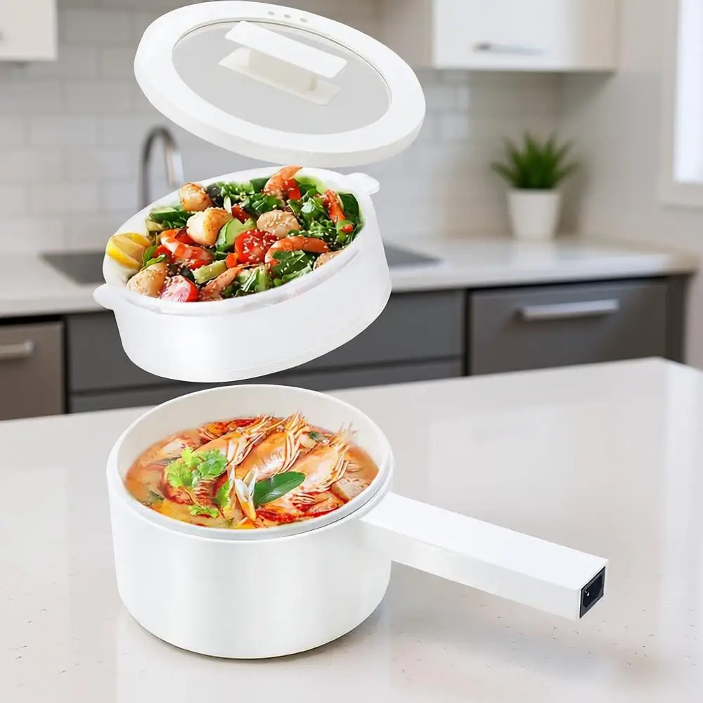 

Электрическая мультиварка-скороварка 1,5 л с антипригарным керамическим покрытием и пароваркой, портативная, с двойным питанием, для приготовления стейков, пасты, хот-пота и других блюд